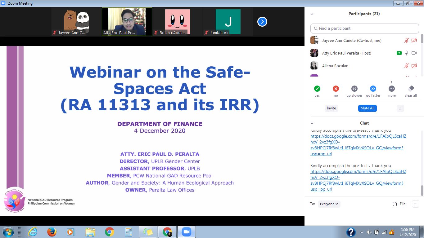 Webinar on Safe Spaces Act and its IRR 2020